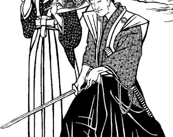 Hakama et kataginu japonais - Motifs folkwear - Les tailles dépendent du tour de taille