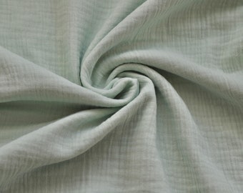 SAGE - Double Gauze Fabric - 100% Cotton - 132cm Wide - Sold by Half Metre
