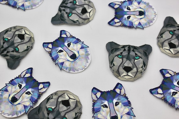 Wolf, Lion and Panther Iron-On Motifs - Digitally Printed with Embroidery Details Iron-On Patch