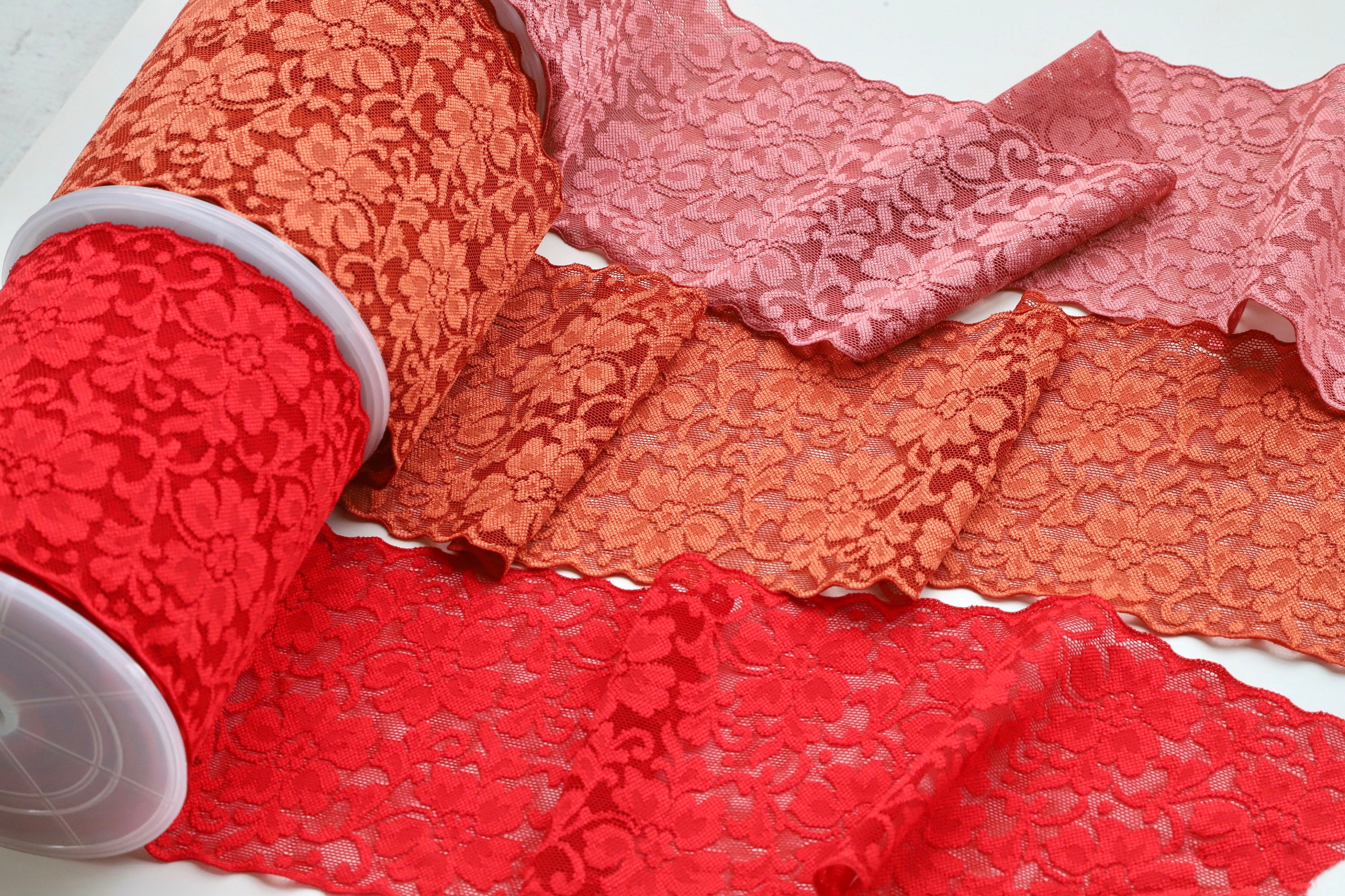 Stretch Lingerie Lace 10cm Wide Black Ivory Ballet Pink Red
