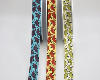 Bias Binding Ginko Leaves - 2cm Wide - Sold by the Metre - Ivory, Green, Blue and Pale Yellow, Orange and Brown - 20mm Wide - Binding Tape