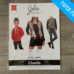 CHARLIE Bomber Jacket - Jalie Pattern 3675 - 27 sizes for Girls and Women