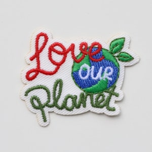 Environment Theme Patches - Recycle, Green Energy, Save our Ocean, No Plastic, Love Our Planet - Iron on Motifs Love Our Planet