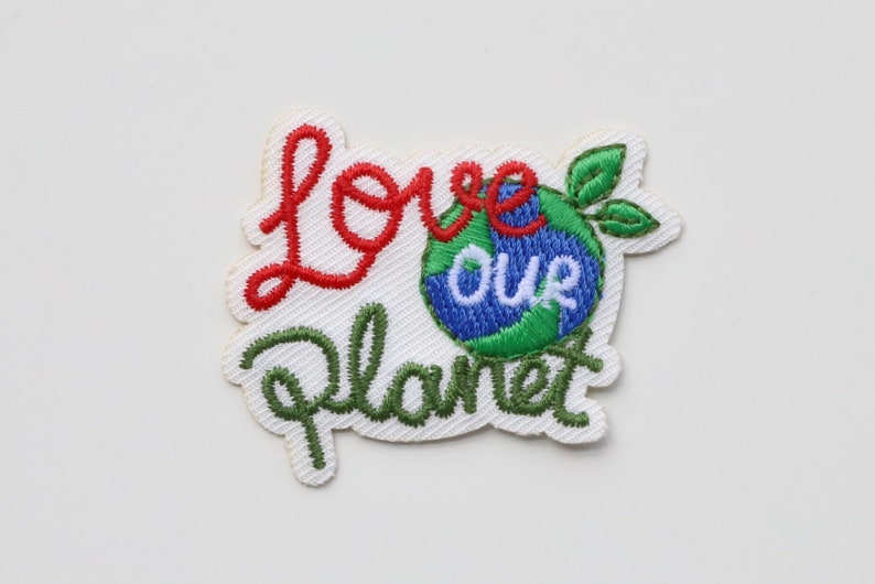 Environment Theme Patches - Recycle, Green Energy, Save our Ocean, No Plastic, Love Our Planet - Iron on Motifs Love Our Planet
