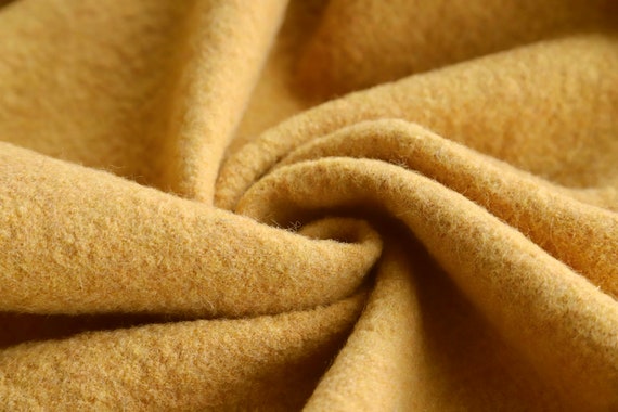 REMNANT 125cm - Boiled Wool Fabric - 100% Wool - Golden Yellow Ochre,  Mustard