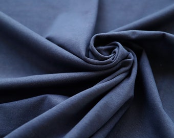 Tela de jersey de camiseta de algodón orgánico y elastano - GOTS - Ideal para confección - Vendido por medio metro - Longitud remanente 115 cm - Azul marino