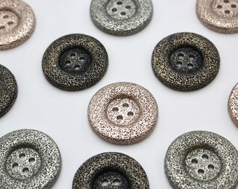 Botones metálicos grandes y gruesos ligeros de piedra pómez en oro rosa, plata o bronce botones de cuatro orificios de 38 mm