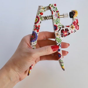 Snap Fastener Tool - Pliers for Press Fasteners, Eyelets, and Piercing - Floral Print Black and White
