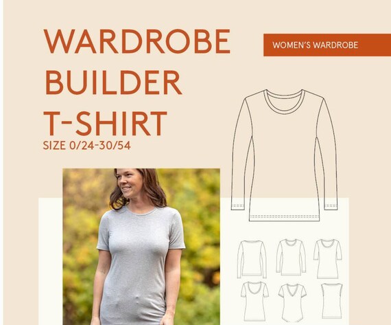 The Wardrobe Builder T-Shirt Womens Paper Pattern - Wardrobe by Me The Wardrobe Builder T-Shirt Womens Paper Pattern - Wardrobe by Me