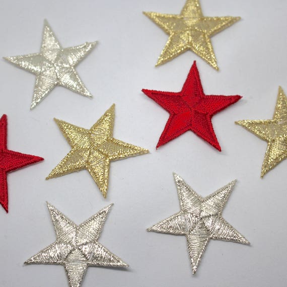 Hotfix iron on transfers 50 medium red glitter stars size 2cm