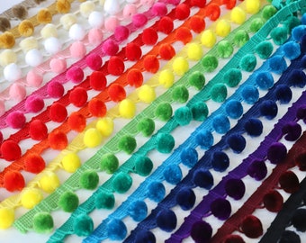 Pom Pom Trim - REMNANT LENGTHS - Velvet Pompom Braid - Great Quality Suitable for Cushions and Craft - Lots of Colours available!