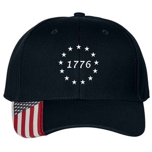 Mostra il tuo orgoglio americano con le stelle degli Stati Uniti 1776 - Cappello da baseball con bandiera americana regolabile ricamato stile papà unisex