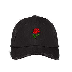 Rose Bloom - Embroidered Adjustable Vintage Style Dad's Cap - Unisex Baseball Cap