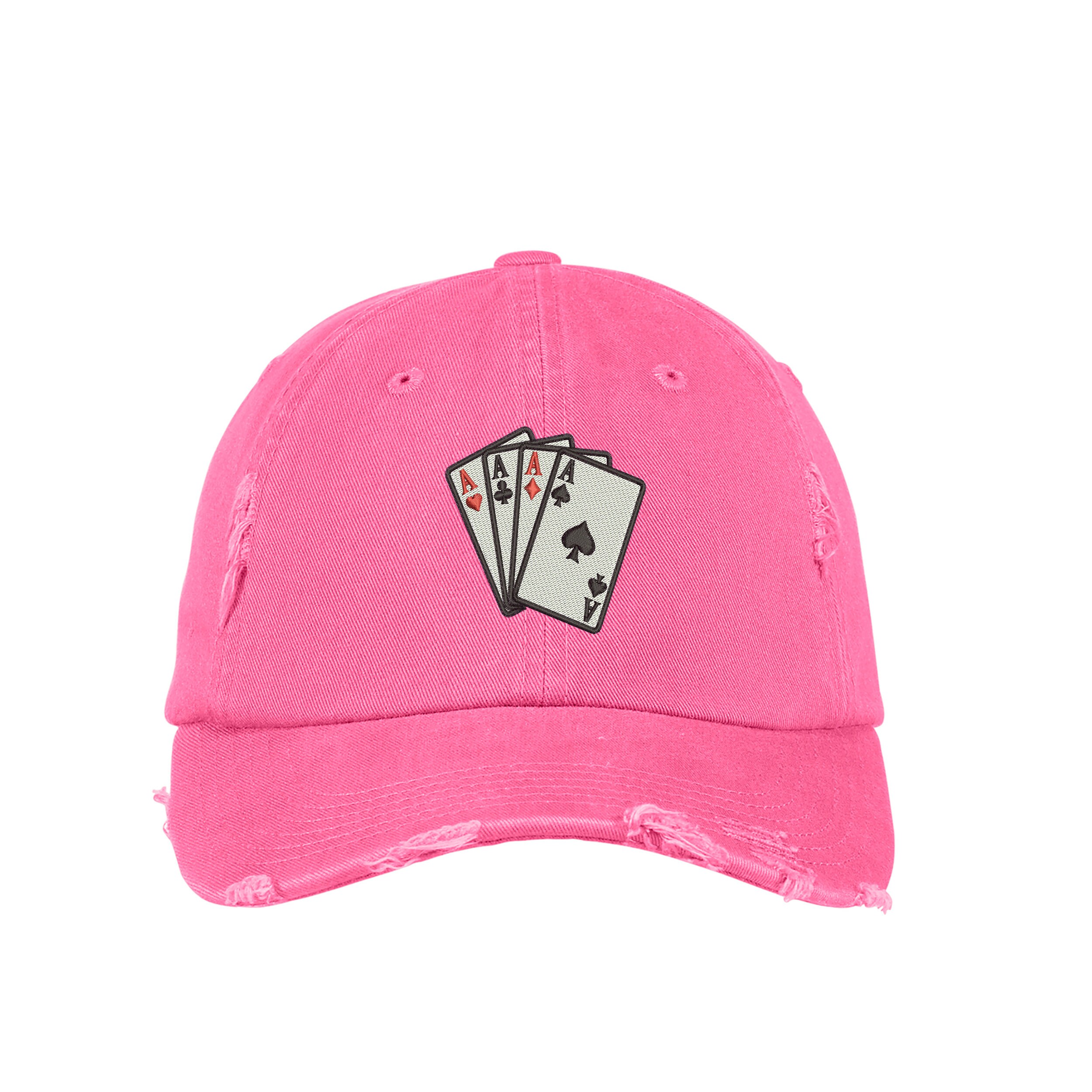 Buy Ace Embroidered Trucker Hat Poker Adjustable Aces Embroidery Cards Cap, Black, One Size At