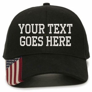 Twój tekst wpisz tutaj - niestandardowa haftowana regulowana flaga USA - czapka baseballowa unisex
