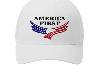Bold 'America First' Embroidered Flexfit Baseball Cap – Show Your Patriotism