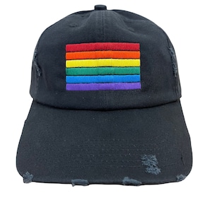 Brighten Your Day - LGBTQ Rainbow Flag Pride Embroidered Dad&#39;s Cap vintage style Baseball Hat