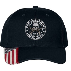 Casquette brodée 2e amendement : casquette unisexe ajustable représentant le drapeau américain