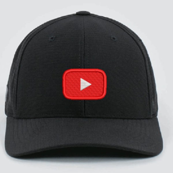 YouTube Icon Logo Symbol Embroidered Flexfit Baseball Cap - Showcase Your Social Media Influence