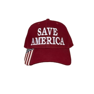 Proudly Display Your Patriotism with our SAVE AMERICA Embroidered USA Flag Hat - Adjustable Unisex Baseball Cap