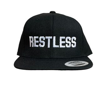 RESTLESS Embroidered Snapback Hat • Black Streetwear Cap