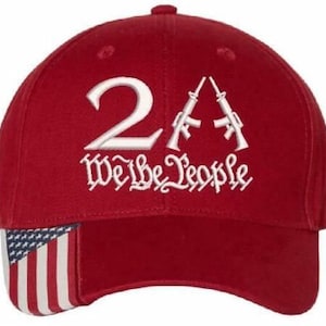 We the People 2nd Amendment 2A Embroidered Adjustable Hat with US Flag brim
