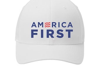 Patriotic 'America First' Embroidered Flexfit Baseball Cap -   Comfortable and Durable Hat