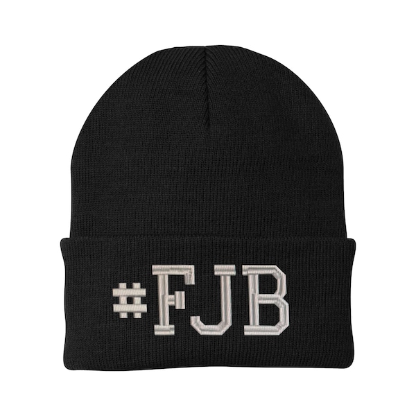 FJB - Let's go Brandon - Embroidered cuffed Beanie unisex knit Cap one size Fits All