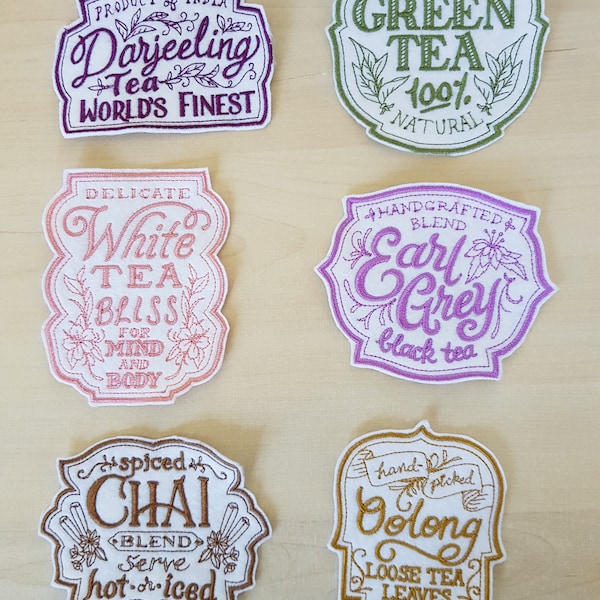 Teapothecary Embroidered Tea-Themed Sew On/Iron On Patches (Choose from 6)