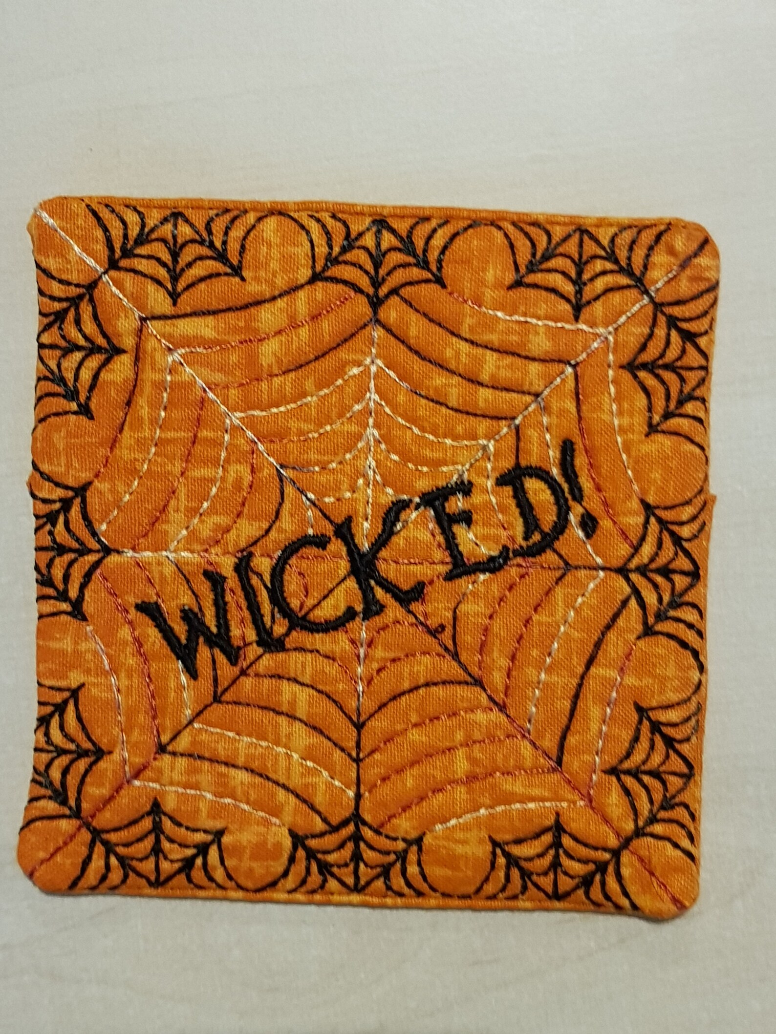 Machine Embroidered Cotton Halloween Coaster Etsy