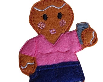 Selfie Boy and/or Girl Gingerbread Hanging Felt Ornament