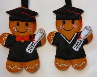 Graduation Boy or Girl Gingerbread Hanging Felt Ornament