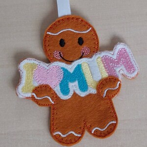 I Love Mum/Mom/Mam/Nan/Nana/Nanna Gingerbread Hanging Felt Ornament