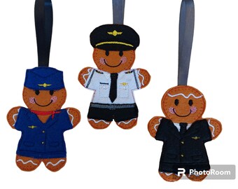 Pilot/Steward/Stewardess Gingerbread Person Hanging Ornament