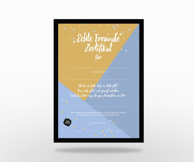 Urkunde Zertifikat Freunde Kinder Kindergeburtstag Etsy
