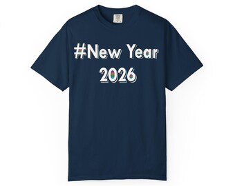 New Year 2026 Glitch Hashtag Graphic T-Shirt