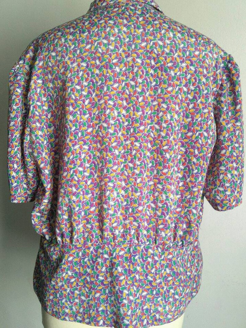 Multicolor blouse vintage blouse multicolored blouse 80/'s blouse