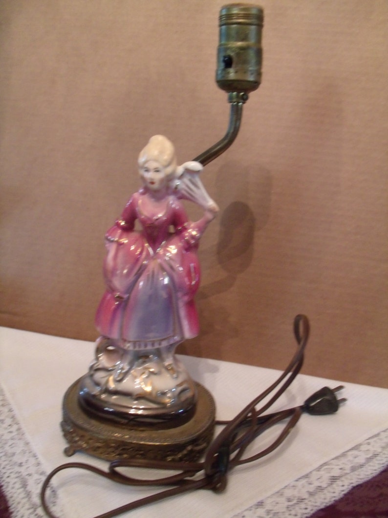 Vintage Porcelain Lady lamp no shade victorian style look Etsy