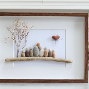 Pebble art picture, family of 8, pebble art family, pebble art, birthday gift, anniversary gift, mothers day gift, fathers day gift