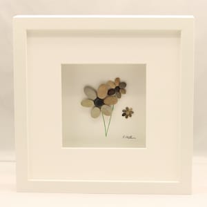 Pebble art picture Flowers, birthday present,