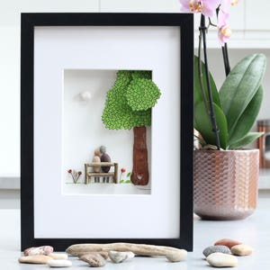 Pebble art couple  sat on bench, Personalised pebble picture, Unique wedding gift, Anniversary gift, Engagement gift