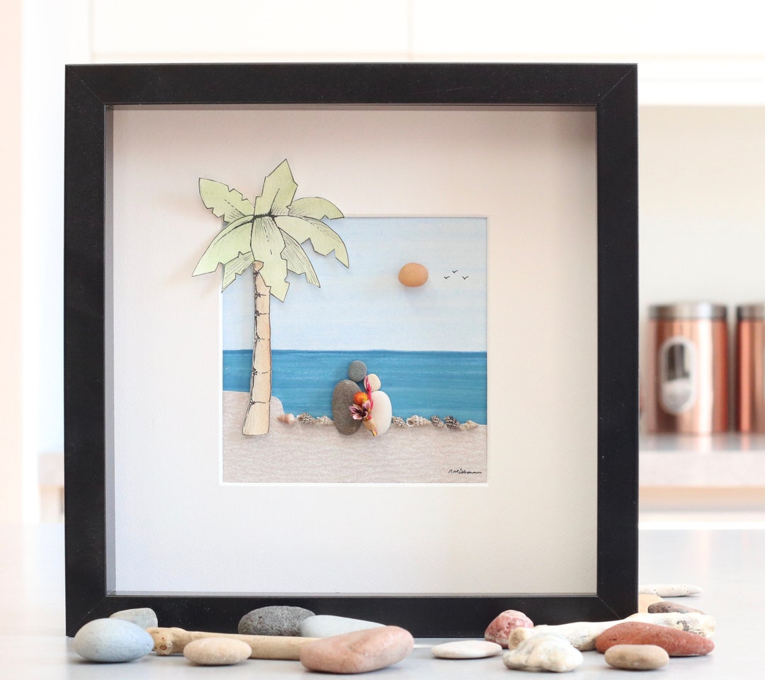 Pebble Art, Pebble Picture, Pebble Art Beach, Couple at the Sea, Valentines  Gift, Anniversary Gift, Wedding Gift, Engagement Gift 