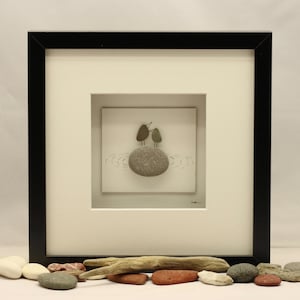 Pebble art picture, Love birds, Engagement, Wedding, Valentine gift.