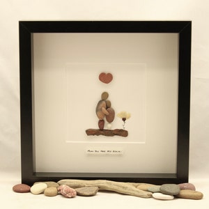 Pebble art family of 2, Personalised pebble picture, Special Mothers day gift, Unique Birthday gift, Unique gift