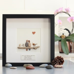Pebble picture of couple, anniversary gift, friendship gift, personalised pebble picture, mothers day gift, fathers day gift, friend gift
