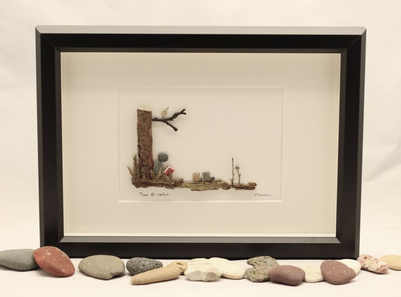 Fathers day gift Anniversary gift Pebble art cyclist Retirement gift Person riding a bike Personalised Pebble Art