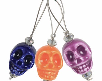 Zooni: Bead Stitch Markers Skull Candy