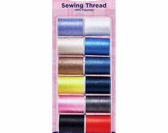 Sewing Thread: 12 x 30m Assorted Colours