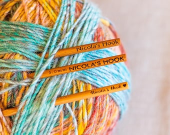 Personalised Crochet Hook, Engraved Bamboo Hook, Custom Crochet Gift, 5mm Crochet Hook, Crochet Tools, Gift For Crocheters, Stocking Filler