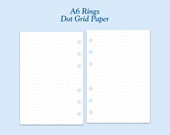 Printed TRUE A6 Size Dot Grid Paper Ring Planner Inserts ***Please read item description before purchase